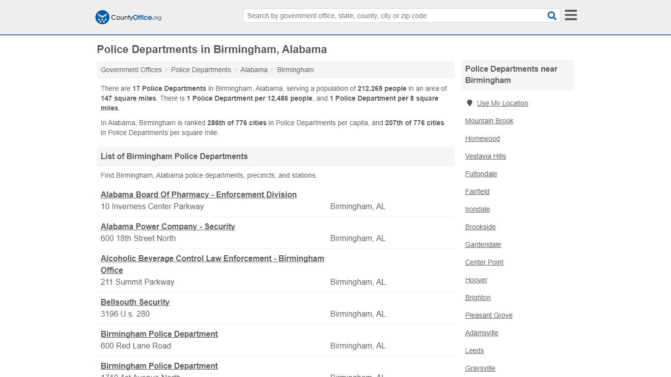 Police Departments - Birmingham, AL (Arrest Records & Police Logs)