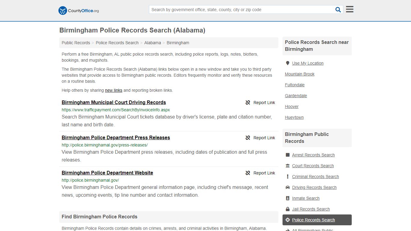 Police Records Search - Birmingham, AL (Accidents & Arrest Records)